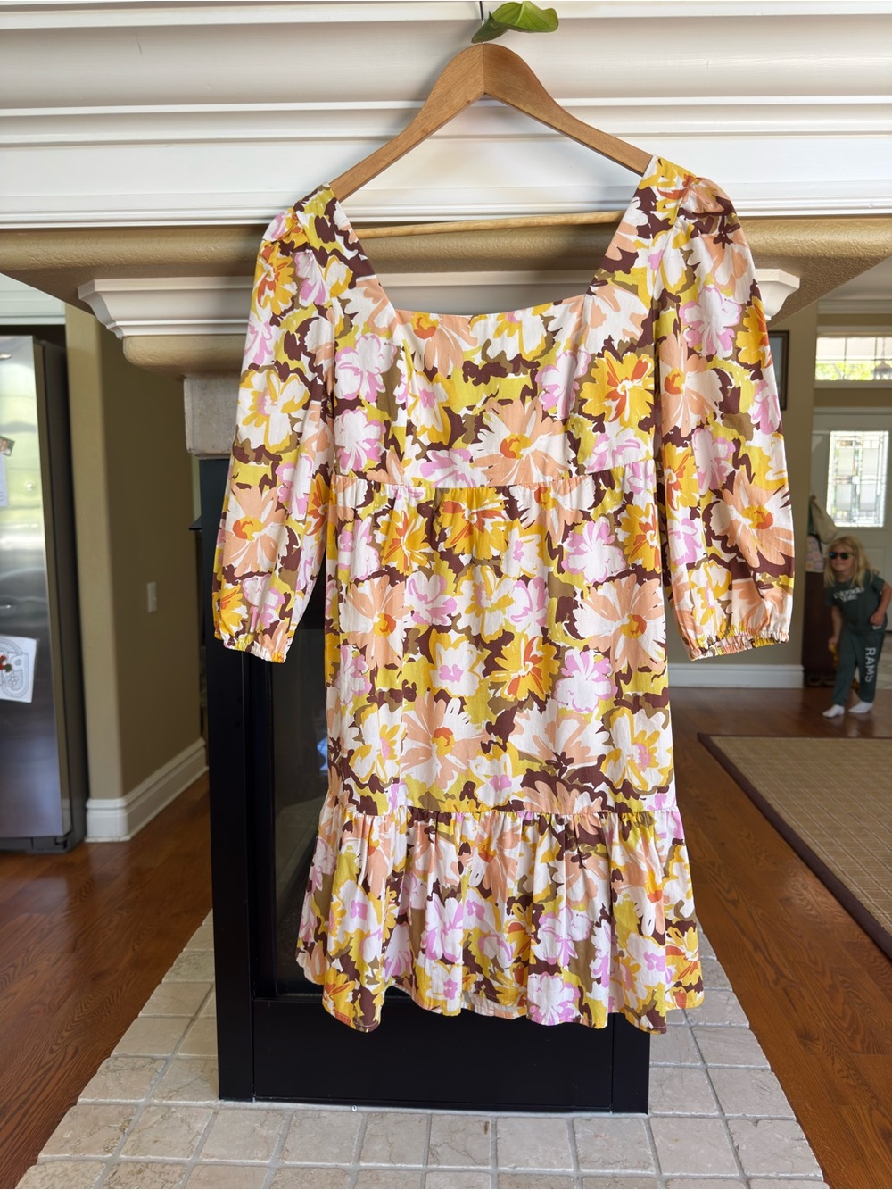 Mink Pink Zoey Yellow Floral Mini Dress Puff Sleeve‎ Coquette Resort Wear Small